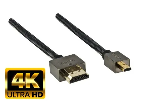 Premium HDMI Kabel HDMI St. auf micro HDMI St., 2m DINIC Dubai Range, schwarz